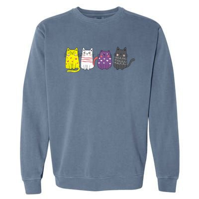 Cute Animal Cat Gift Non Binary Pride Agender Non Binary Garment-Dyed Sweatshirt