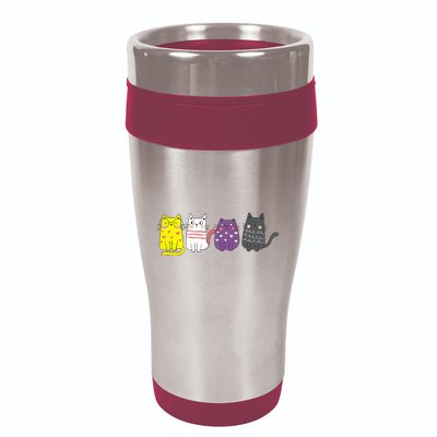 Cute Animal Cat Gift Non Binary Pride Agender Non Binary 16oz Travel Tumbler