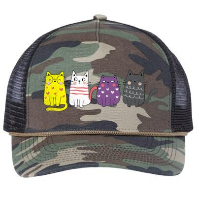 Cute Animal Cat Gift Non Binary Pride Agender Non Binary Retro Rope Trucker Hat Cap