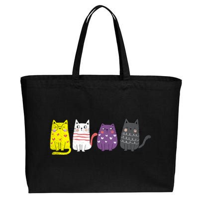 Cute Animal Cat Gift Non Binary Pride Agender Non Binary Cotton Canvas Jumbo Tote