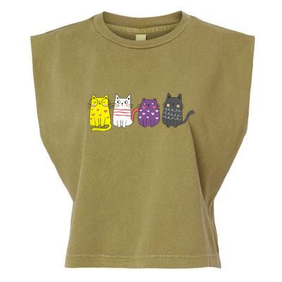 Cute Animal Cat Gift Non Binary Pride Agender Non Binary Garment-Dyed Women's Muscle Tee