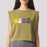 Cute Animal Cat Gift Non Binary Pride Agender Non Binary Garment-Dyed Women's Muscle Tee