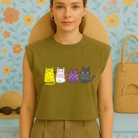 Cute Animal Cat Gift Non Binary Pride Agender Non Binary Garment-Dyed Women's Muscle Tee