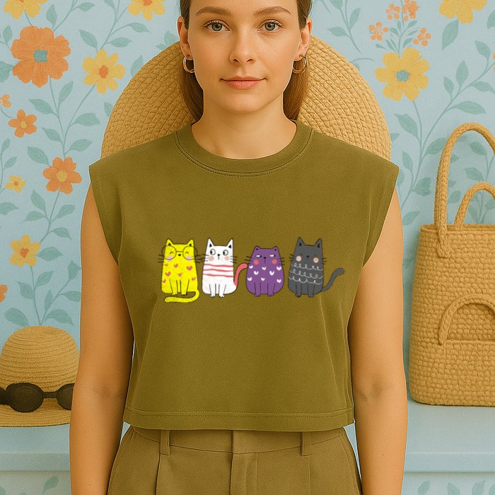Cute Animal Cat Gift Non Binary Pride Agender Non Binary Garment-Dyed Women's Muscle Tee