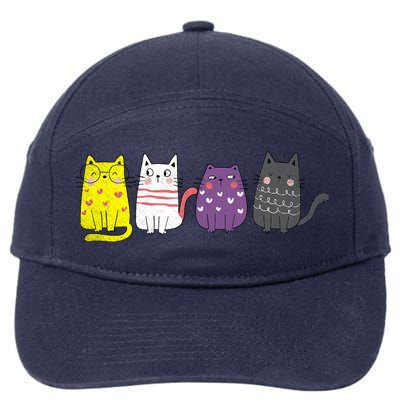 Cute Animal Cat Gift Non Binary Pride Agender Non Binary 7-Panel Snapback Hat