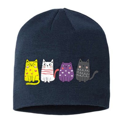 Cute Animal Cat Gift Non Binary Pride Agender Non Binary Sustainable Beanie