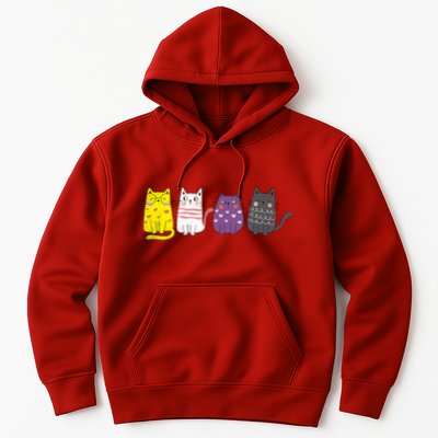 Cute Animal Cat Gift Non Binary Pride Agender Non Binary Hoodie