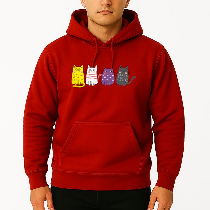 Cute Animal Cat Gift Non Binary Pride Agender Non Binary Hoodie