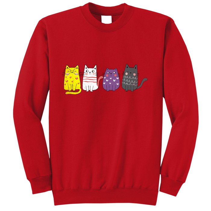 Cute Animal Cat Gift Non Binary Pride Agender Non Binary Sweatshirt