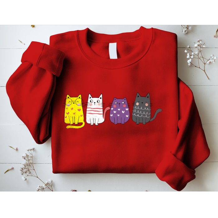 Cute Animal Cat Gift Non Binary Pride Agender Non Binary Sweatshirt