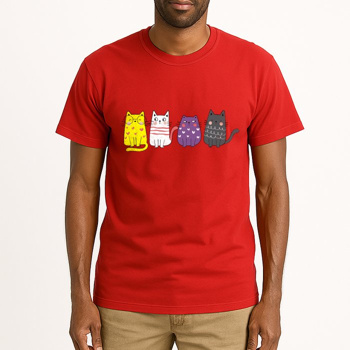 Cute Animal Cat Gift Non Binary Pride Agender Non Binary Tall T-Shirt