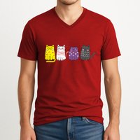 Cute Animal Cat Gift Non Binary Pride Agender Non Binary V-Neck T-Shirt