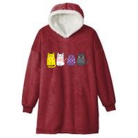 Cute Animal Cat Gift Non Binary Pride Agender Non Binary Hooded Wearable Blanket