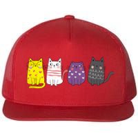 Cute Animal Cat Gift Non Binary Pride Agender Non Binary Flat Bill Trucker Hat