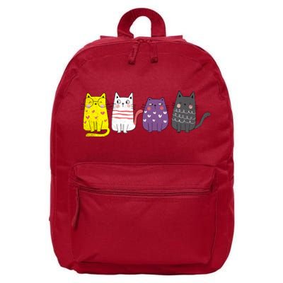 Cute Animal Cat Gift Non Binary Pride Agender Non Binary 16 in Basic Backpack