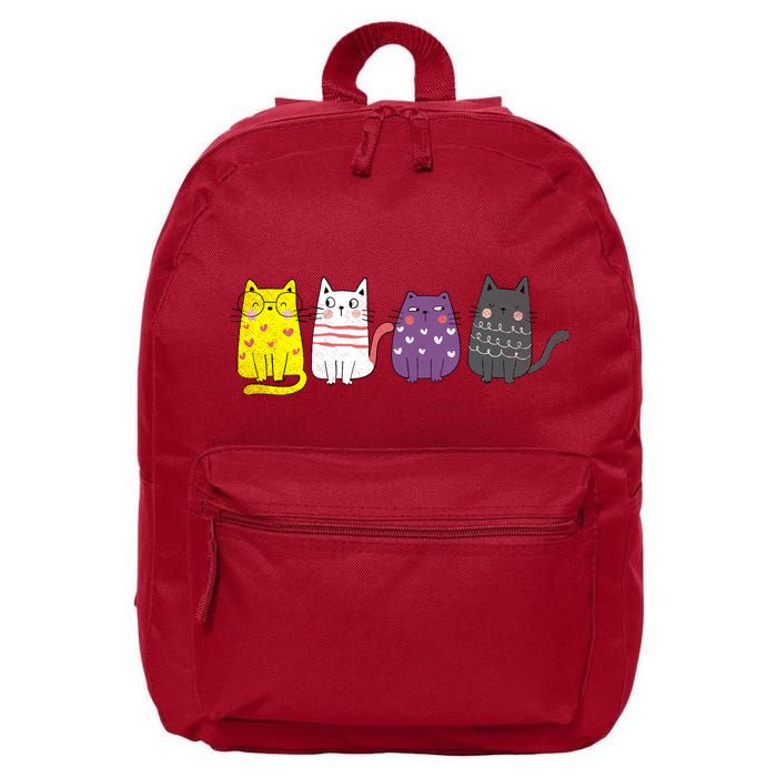Cute Animal Cat Gift Non Binary Pride Agender Non Binary 16 in Basic Backpack