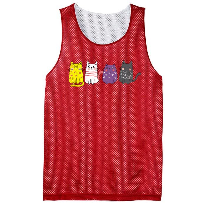 Cute Animal Cat Gift Non Binary Pride Agender Non Binary Mesh Reversible Basketball Jersey Tank