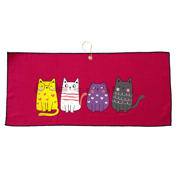 Cute Animal Cat Gift Non Binary Pride Agender Non Binary Large Microfiber Waffle Golf Towel