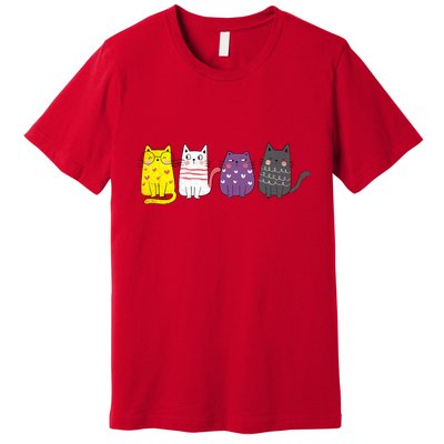 Cute Animal Cat Gift Non Binary Pride Agender Non Binary Premium T-Shirt