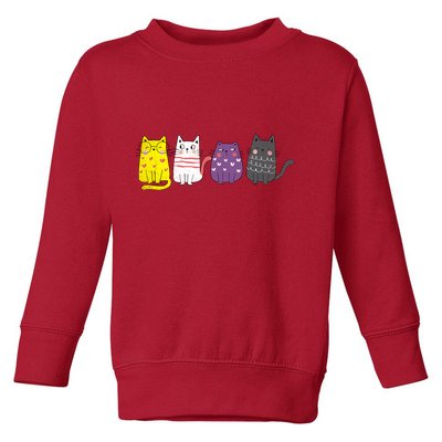 Cute Animal Cat Gift Non Binary Pride Agender Non Binary Toddler Sweatshirt