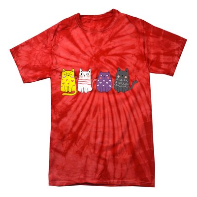 Cute Animal Cat Gift Non Binary Pride Agender Non Binary Tie-Dye T-Shirt