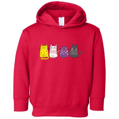 Cute Animal Cat Gift Non Binary Pride Agender Non Binary Toddler Hoodie