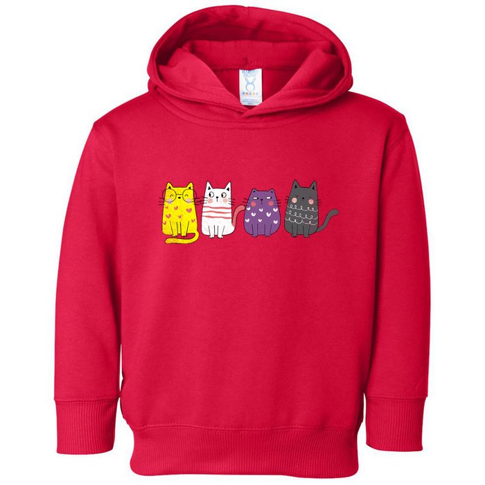 Cute Animal Cat Gift Non Binary Pride Agender Non Binary Toddler Hoodie