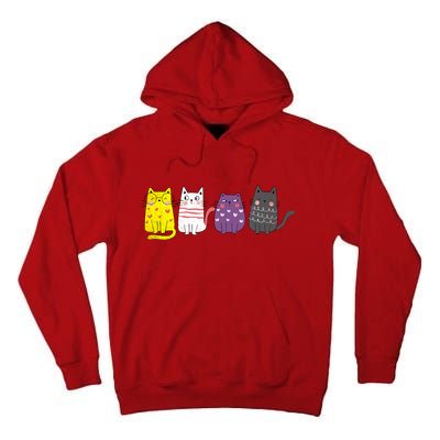 Cute Animal Cat Gift Non Binary Pride Agender Non Binary Tall Hoodie