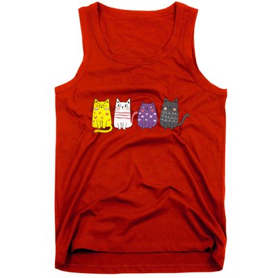 Cute Animal Cat Gift Non Binary Pride Agender Non Binary Tank Top