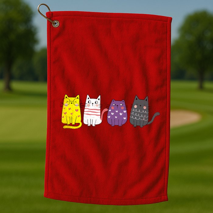 Cute Animal Cat Gift Non Binary Pride Agender Non Binary Golf Towel