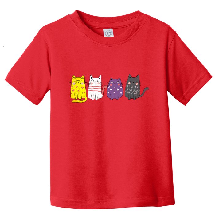 Cute Animal Cat Gift Non Binary Pride Agender Non Binary Toddler T-Shirt