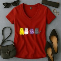 Cute Animal Cat Gift Non Binary Pride Agender Non Binary Women's V-Neck T-Shirt