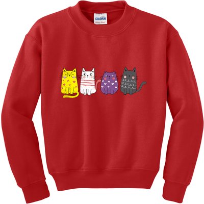 Cute Animal Cat Gift Non Binary Pride Agender Non Binary Kids Sweatshirt