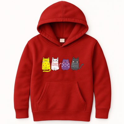 Cute Animal Cat Gift Non Binary Pride Agender Non Binary Kids Hoodie