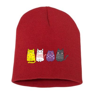 Cute Animal Cat Gift Non Binary Pride Agender Non Binary Short Acrylic Beanie