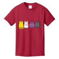 Cute Animal Cat Gift Non Binary Pride Agender Non Binary Kids T-Shirt