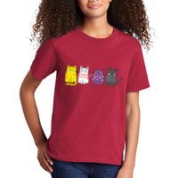 Cute Animal Cat Gift Non Binary Pride Agender Non Binary Kids T-Shirt