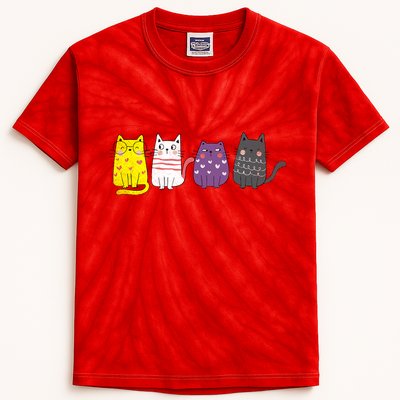 Cute Animal Cat Gift Non Binary Pride Agender Non Binary Kids Tie-Dye T-Shirt
