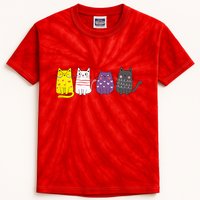 Cute Animal Cat Gift Non Binary Pride Agender Non Binary Kids Tie-Dye T-Shirt