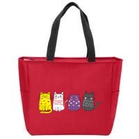 Cute Animal Cat Gift Non Binary Pride Agender Non Binary Zip Tote Bag