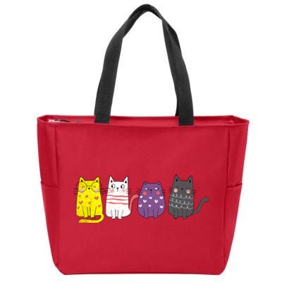 Cute Animal Cat Gift Non Binary Pride Agender Non Binary Zip Tote Bag