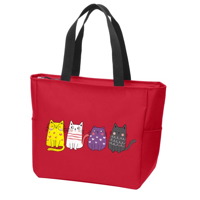 Cute Animal Cat Gift Non Binary Pride Agender Non Binary Zip Tote Bag