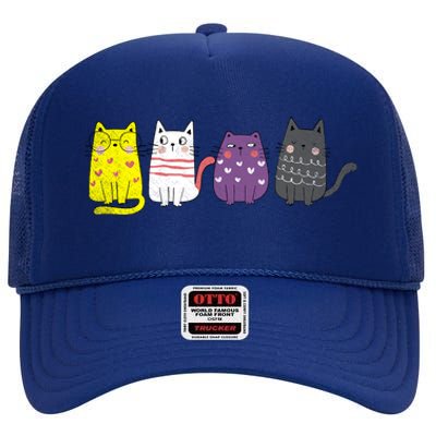 Cute Animal Cat Gift Non Binary Pride Agender Non Binary High Crown Mesh Back Trucker Hat