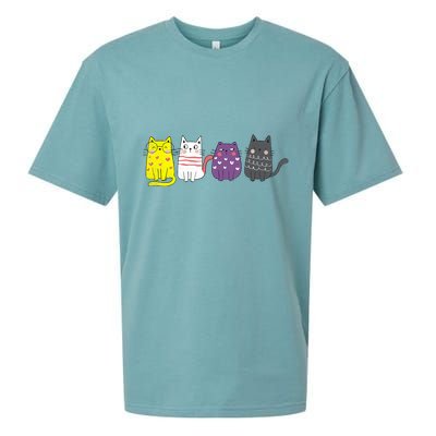 Cute Animal Cat Gift Non Binary Pride Agender Non Binary Sueded Cloud Jersey T-Shirt