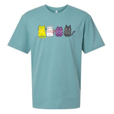 Cute Animal Cat Gift Non Binary Pride Agender Non Binary Sueded Cloud Jersey T-Shirt