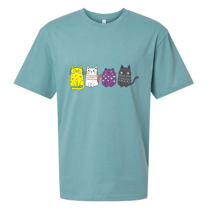 Cute Animal Cat Gift Non Binary Pride Agender Non Binary Sueded Cloud Jersey T-Shirt