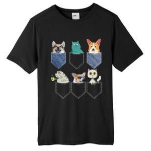 Cats And Corgis In Pockets Funny Kawaii Anime Cat And Dog Lovers Meaningful Gift Tall Fusion ChromaSoft Performance T-Shirt