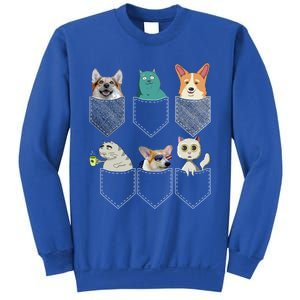 Cats And Corgis In Pockets Funny Kawaii Anime Cat And Dog Lovers Meaningful Gift Sweatshirt