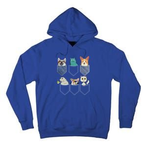 Cats And Corgis In Pockets Funny Kawaii Anime Cat And Dog Lovers Meaningful Gift Tall Hoodie