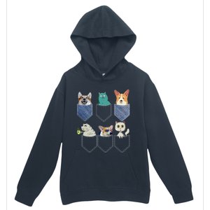 Cats And Corgis In Pockets Funny Kawaii Anime Cat And Dog Lovers Meaningful Gift Urban Pullover Hoodie